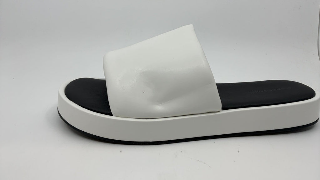 Amazon Essentials Women's Slide Flatform Sandal, White, 13