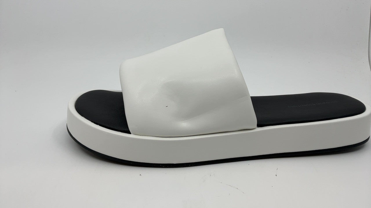 Amazon Essentials Women's Slide Flatform Sandal, White, 13