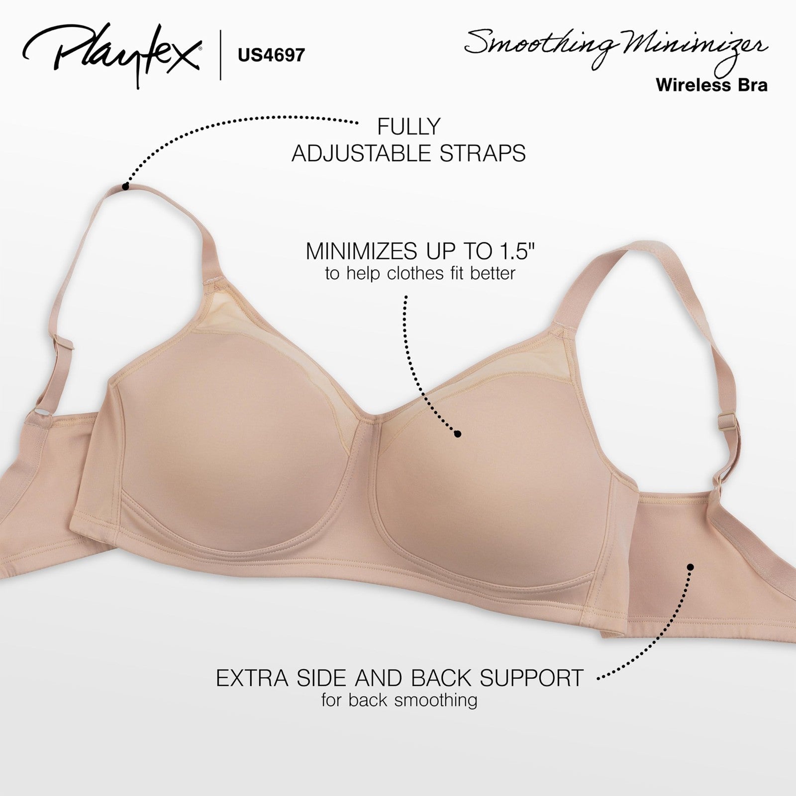 Playtex Women's 18 Hour Smoothing Minimizer Wireless Bra US4697
