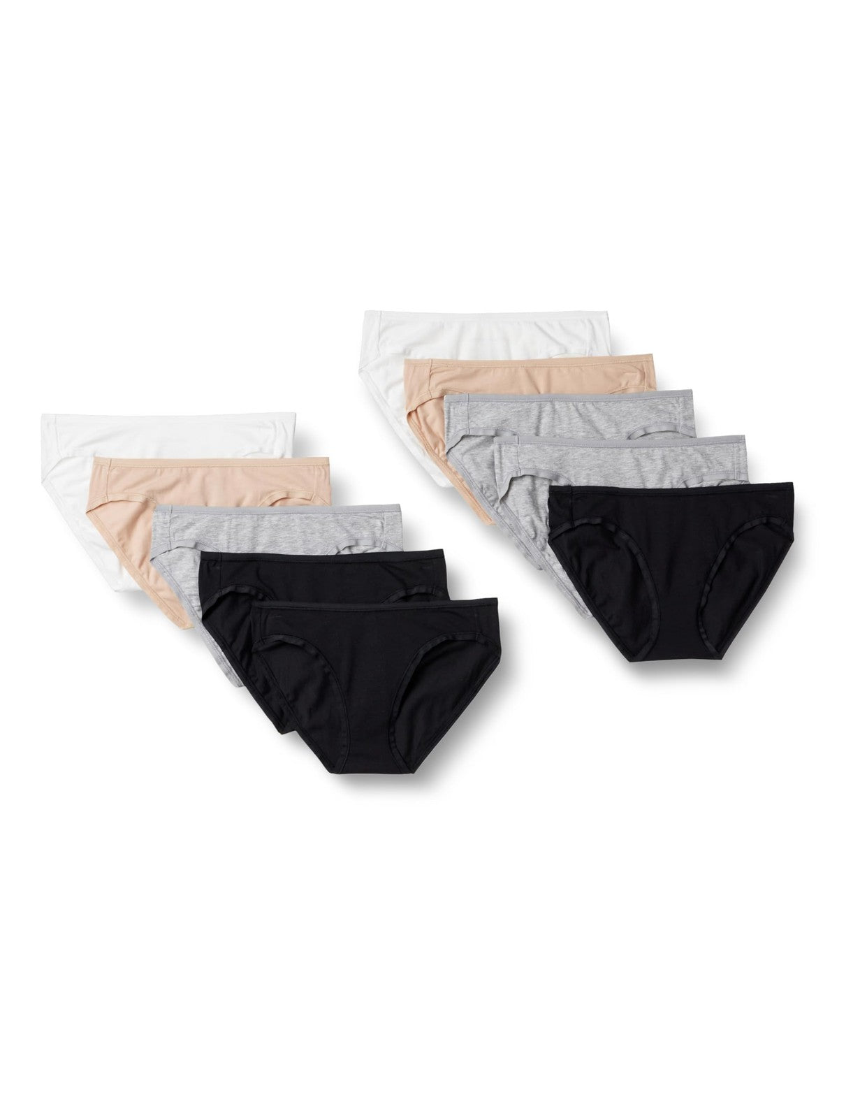 Women's Cotton Bikini Panties, 6-Pack, Black/Grey Heather/Light Pink/White