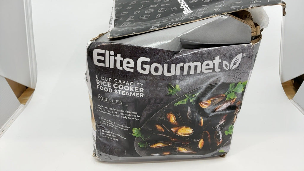 Elite Gourmet Rice Cooker 6 Cups, Non-Stick Inner Pot, White