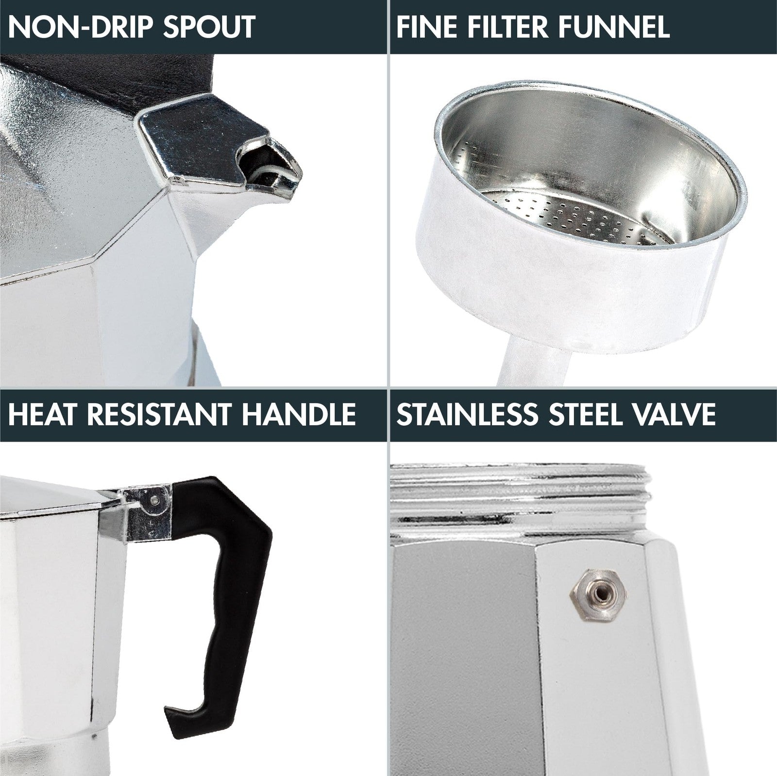 Primula Silver Stovetop Espresso Maker, 6 Cup Moka Pot for Cuban Coffee