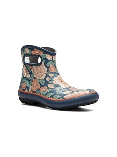 BOGS Women's Patch Ankle Tapestry Floral Rain Boot, Navy Multi, 9