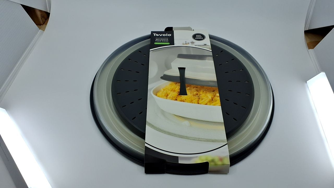 Large Collapsible Microwave Splatter Cover - Charcoal Silicone Lid