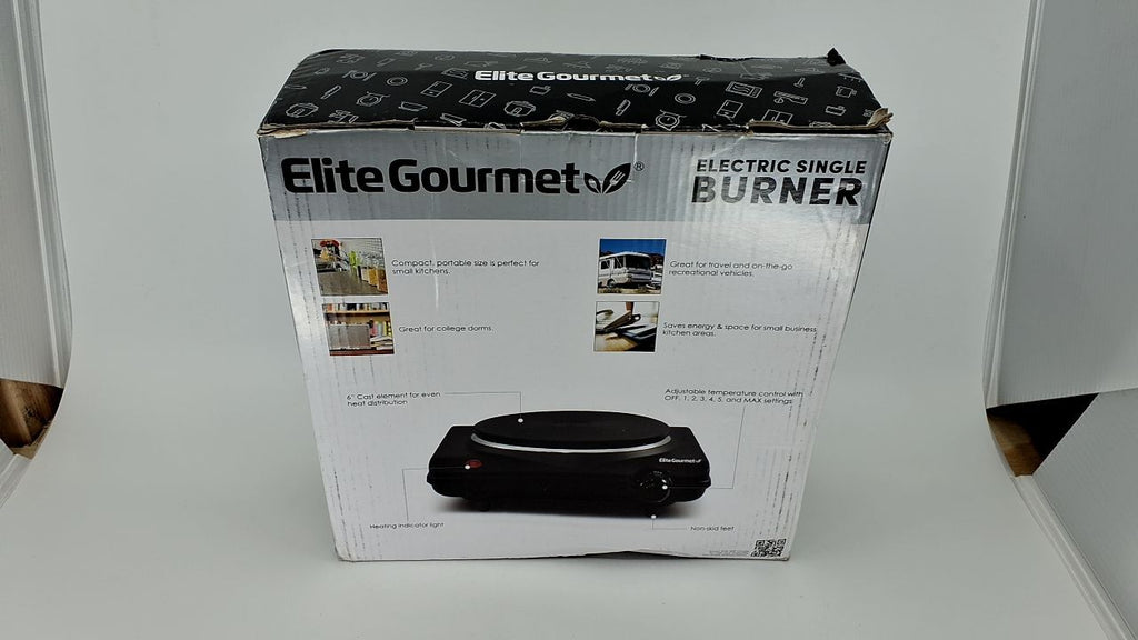 Compact 1000W Cast Iron Electric Hot Plate, Temperature Controls, Black