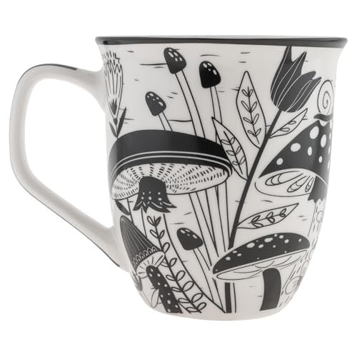 Cute 14 oz Black & White Boho Mug - Ceramic Coffee Cup for Gifts