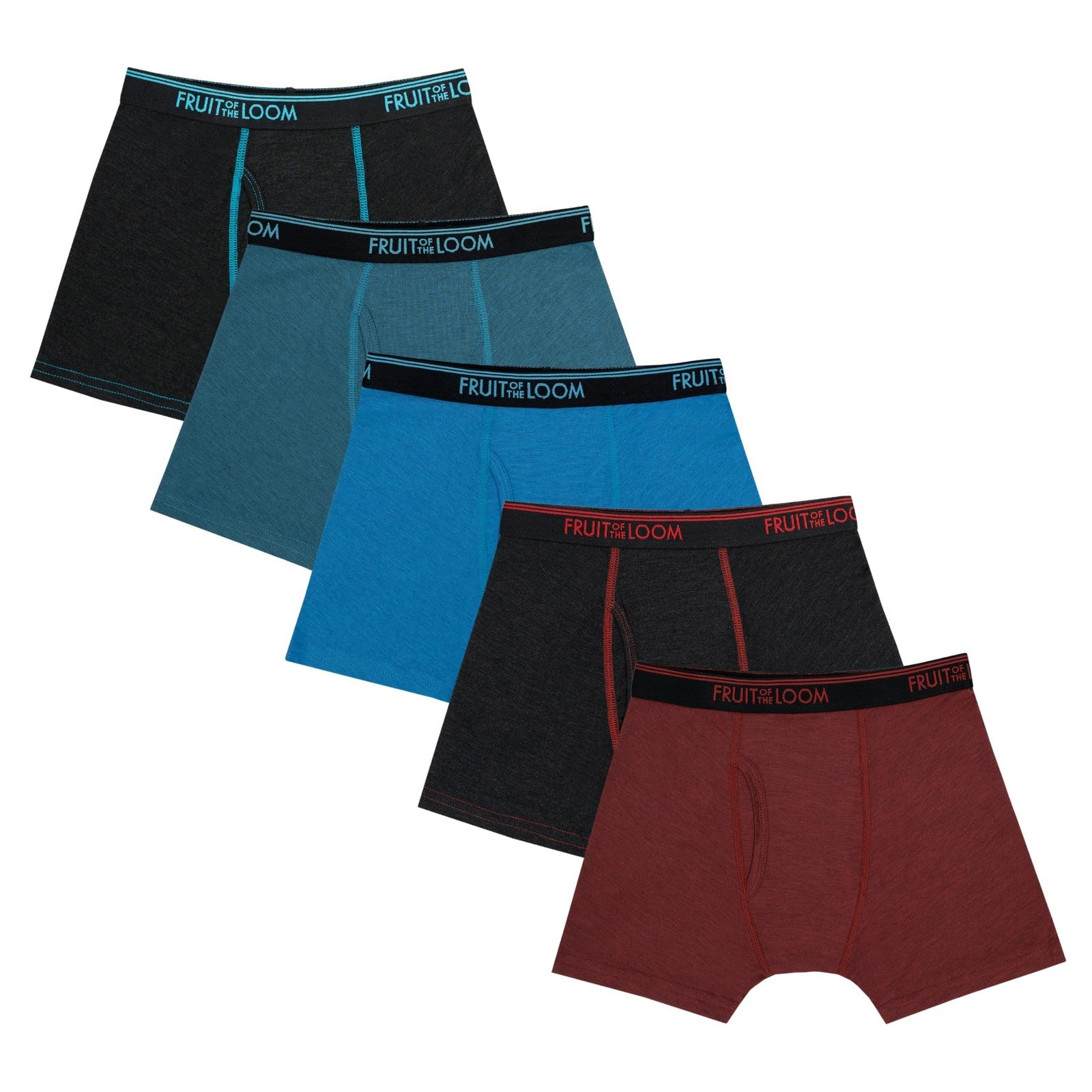 Fruit of the Loom Boys' Boxer Briefs, Large, 5 Pack, Assorted Colors