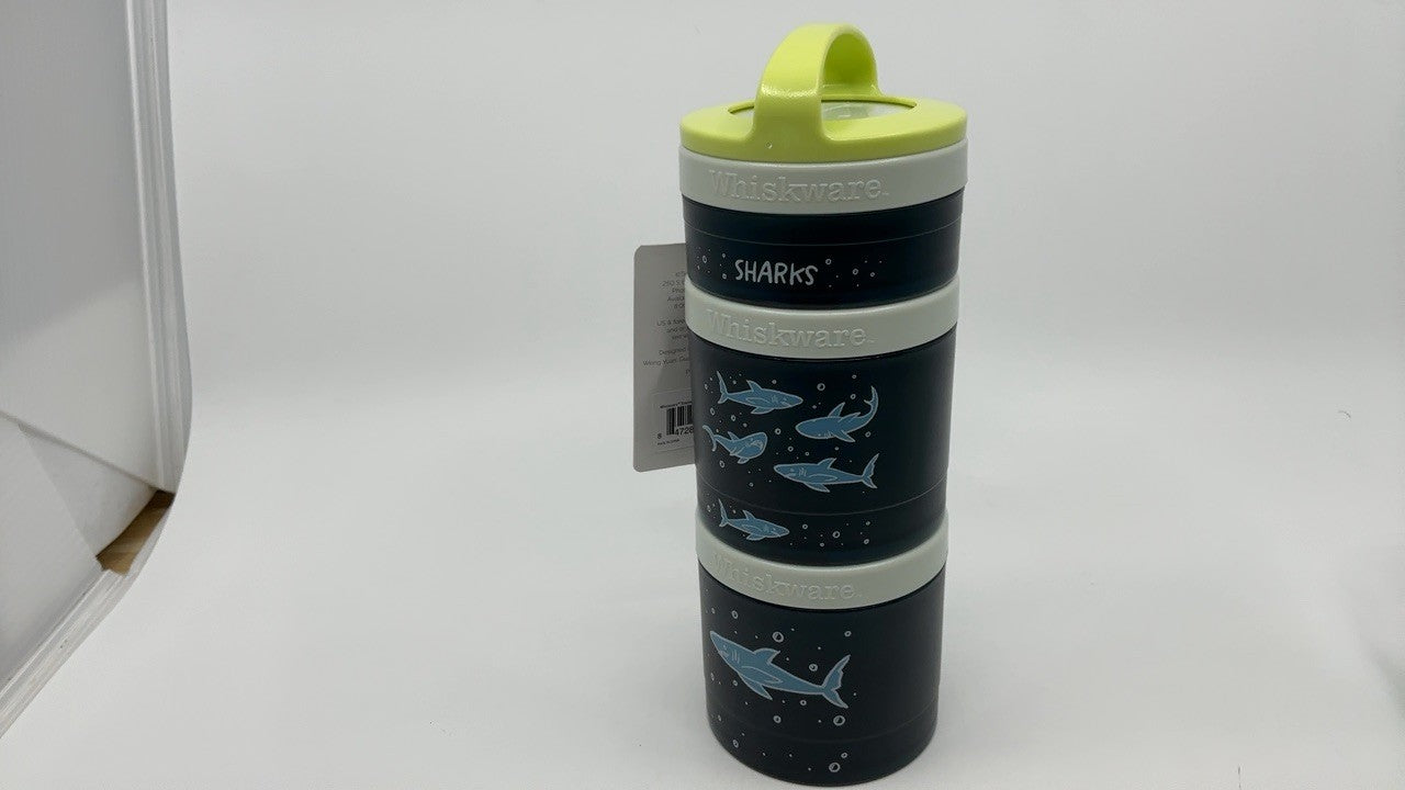 Whiskware Snack Cups Set, 3 Stackable, Travel-Friendly, Sharks