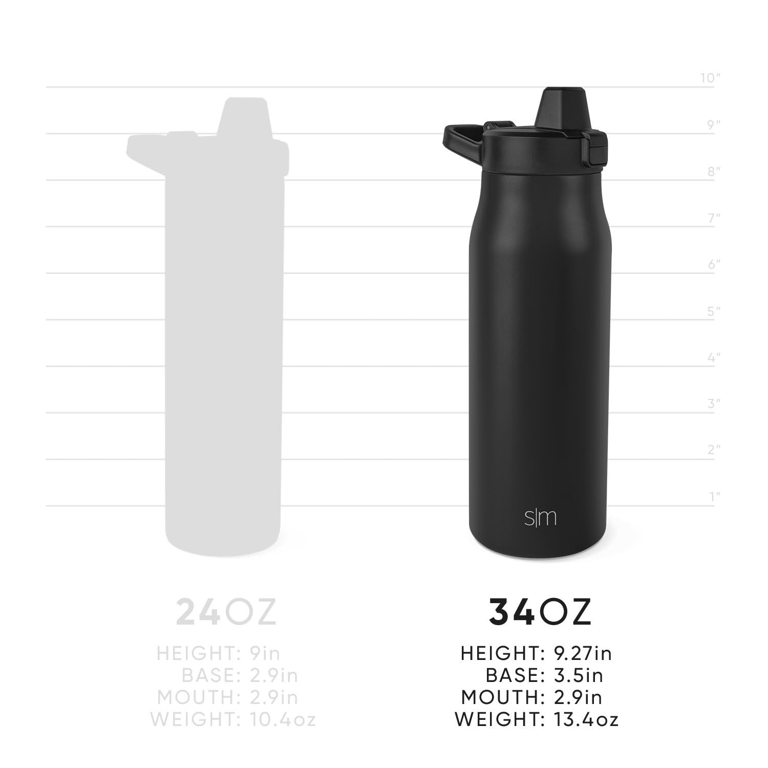 Simple Modern 34oz Filtered Water Bottle, Stainless Steel, Black