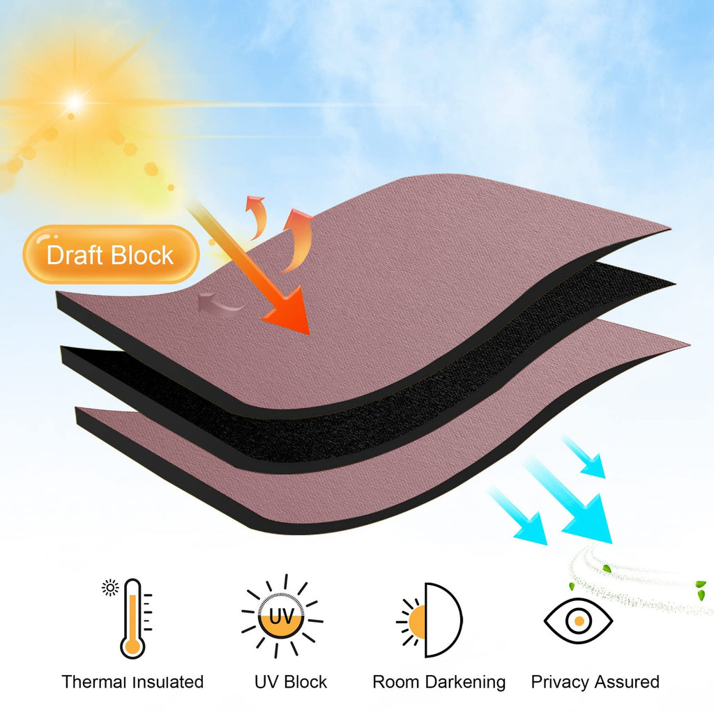 34x30 in Blackout Curtains, 2 Panels, Wild Rose, Insulating Drapes