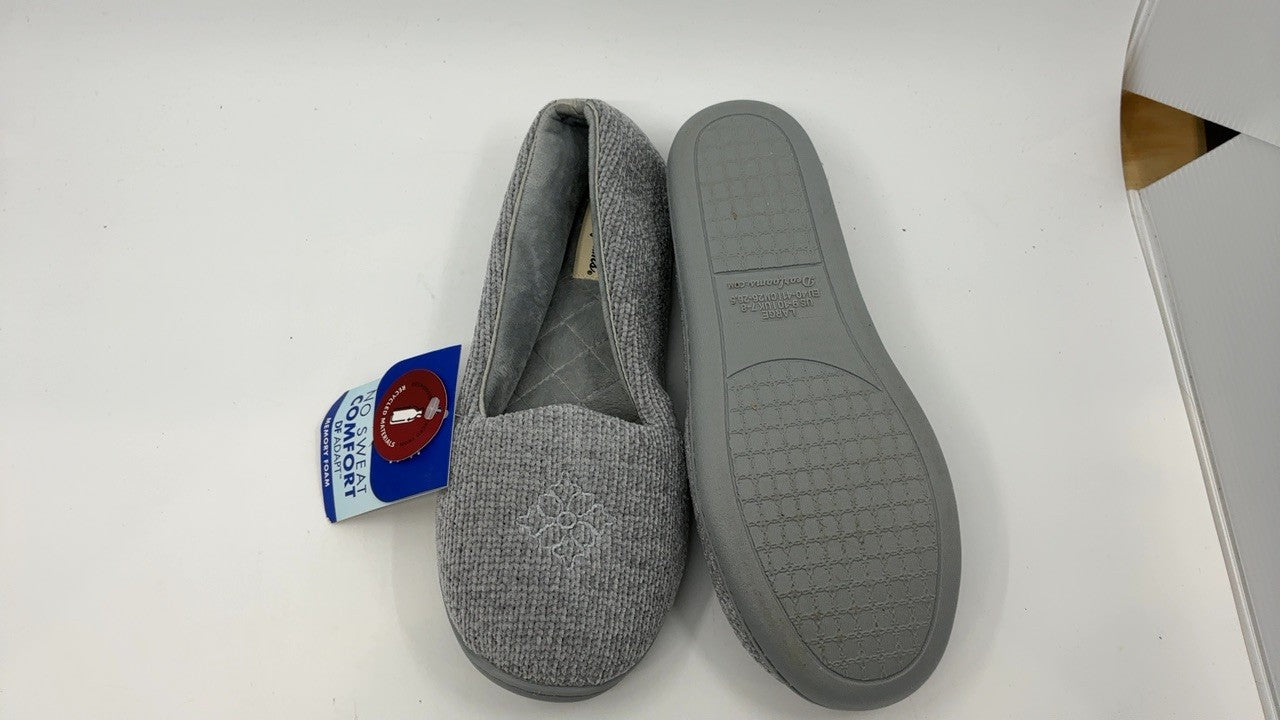 Dearfoams Women's Lightweight Closed Back Slipper, Wide Width, Sleet, 9-10
