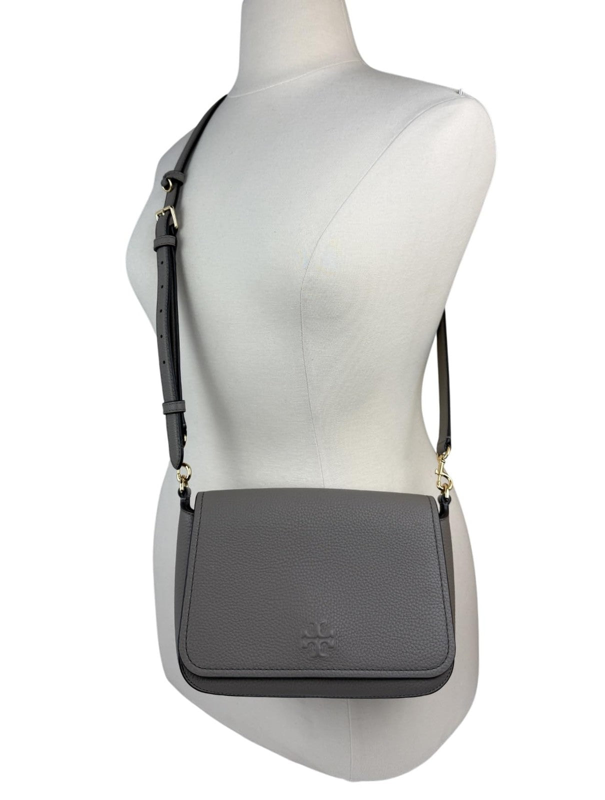 Tory Burch 144688 Thea Flap Grey Heron With Gold Hardware Women's Crossbody Bag