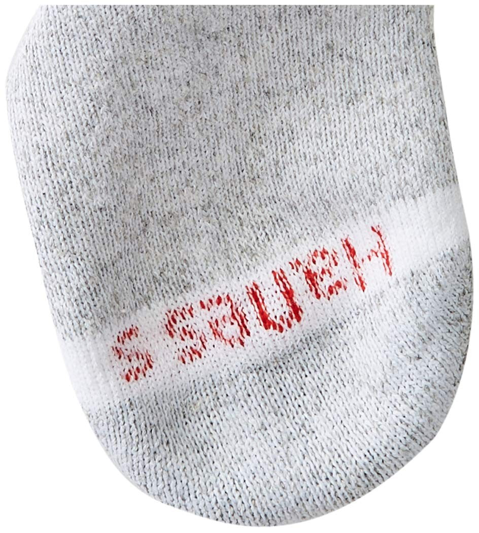 Hanes Boys Large Crew Socks 12-Pair Pack White/Grey Cushioned