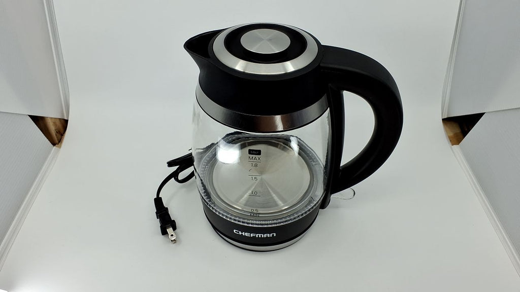 1.8L Electric Kettle by Chefman, Stainless Steel & Glass, Boil-Dry Protection
