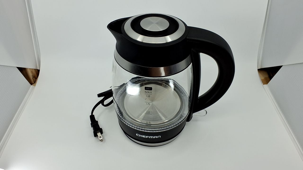 1.8L Electric Kettle by Chefman, Stainless Steel & Glass, Boil-Dry Protection