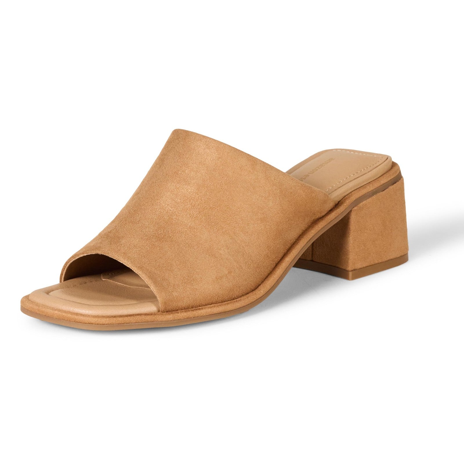 Amazon Essentials Women's Block Heel Mule, Tan Faux Microsuede, 6