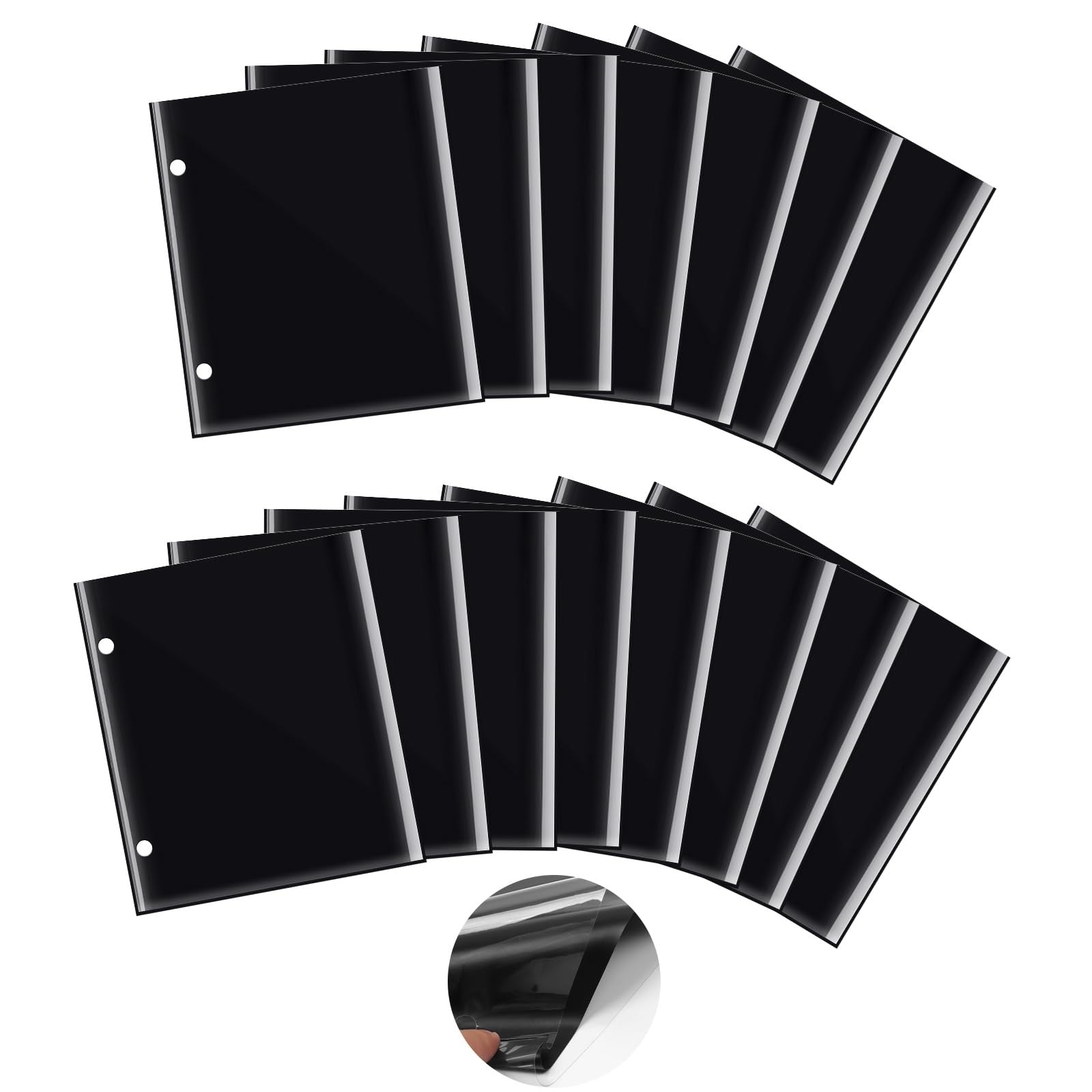 Double Side Flip Folio, 15 Pcs, 7.5 x 6.3 In, Black for Sheet Music