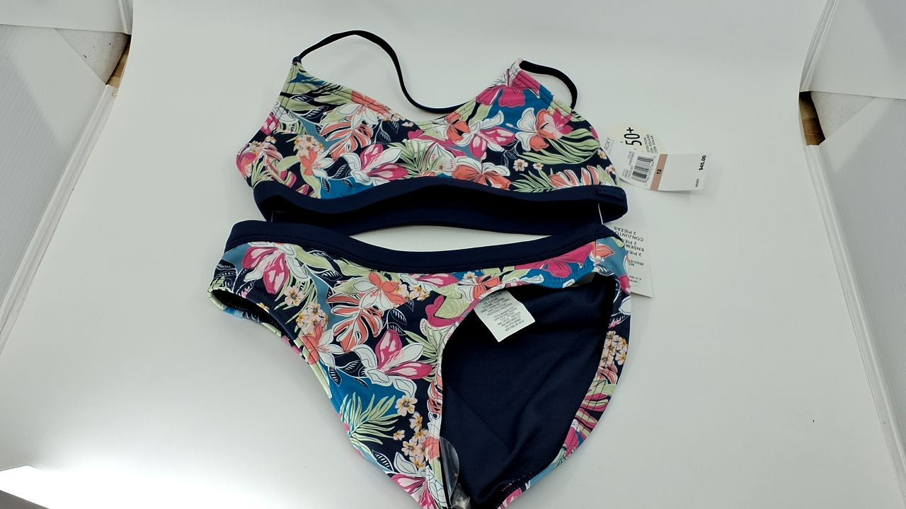Girls' Roxy Bikini Swimsuit Set, Indigo Moody, Size 12, Quick-Dry