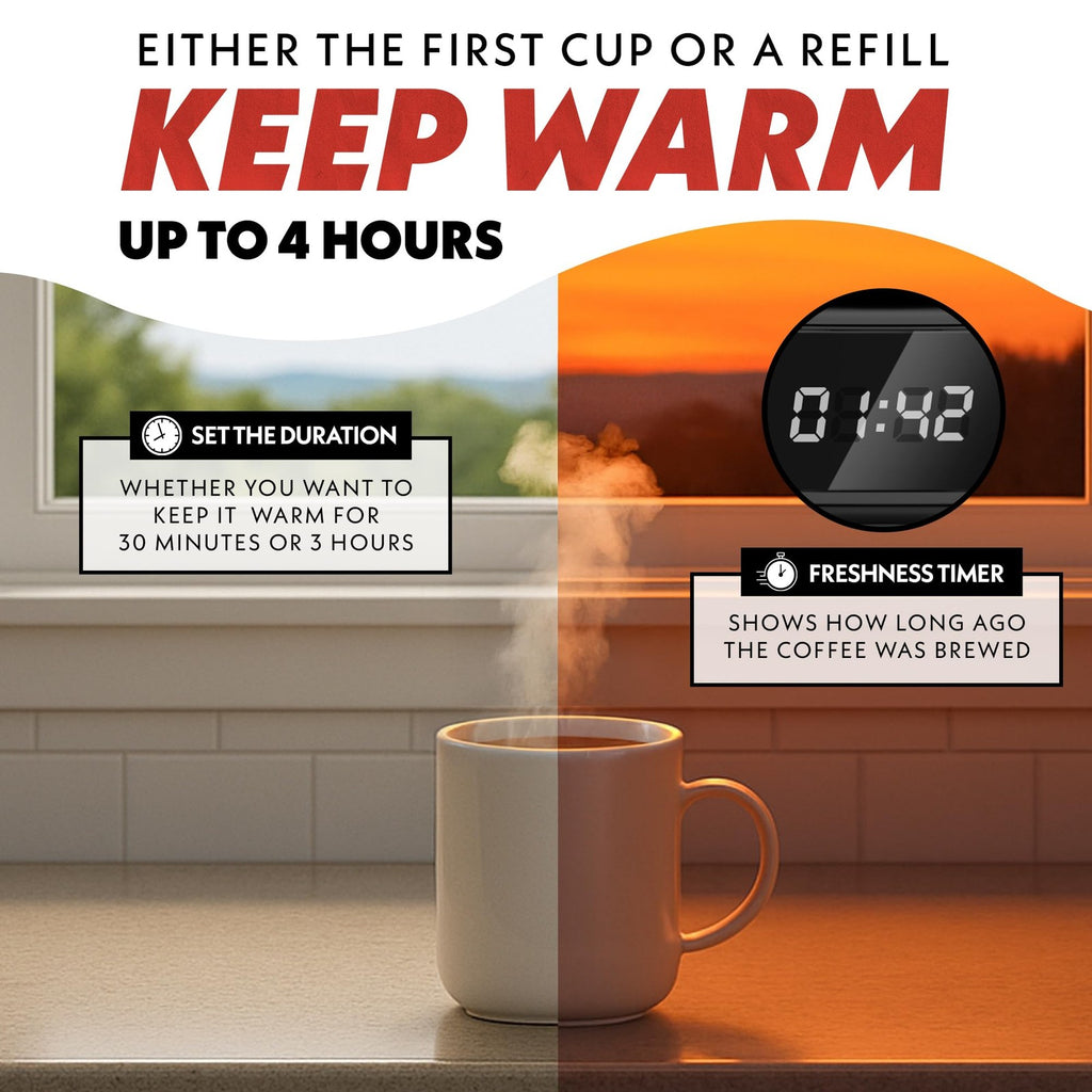 5 Cup Gourmia Coffee Maker, One-Touch Brew, Black, EZ-View Water Window