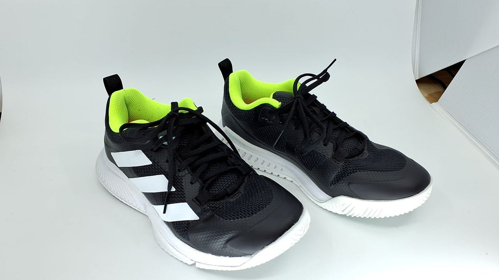 adidas Women's Court Team Bounce 2.0 Sneaker, Core Black/White/Flash Aqua, 6