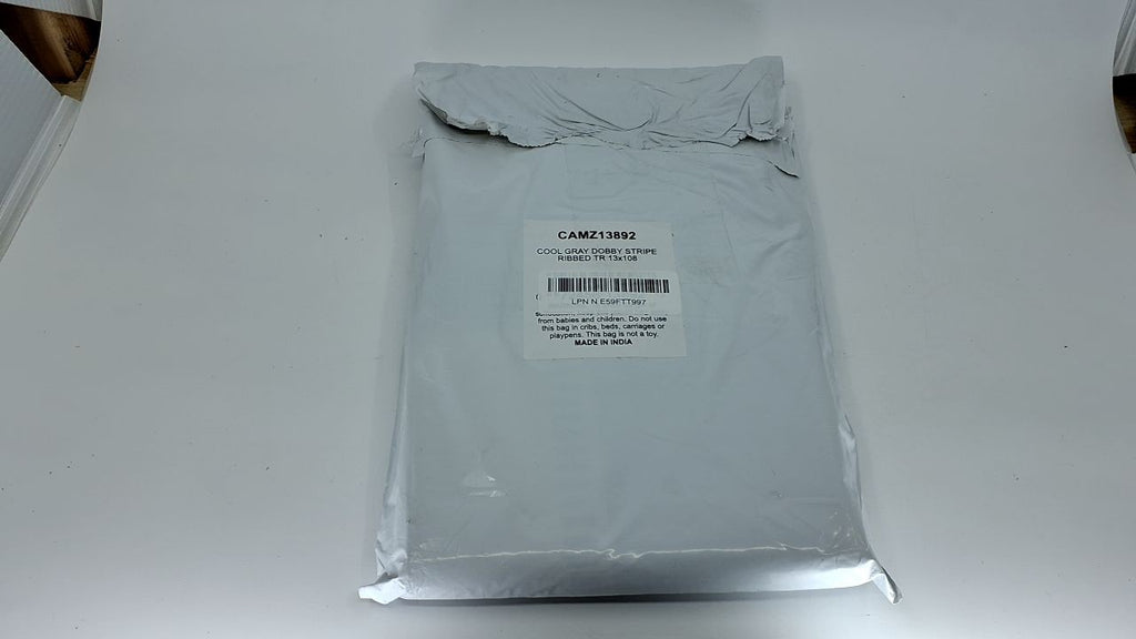 Dobby Stripe Table Runner 13x108in Cool Gray Cotton W/ Fringe