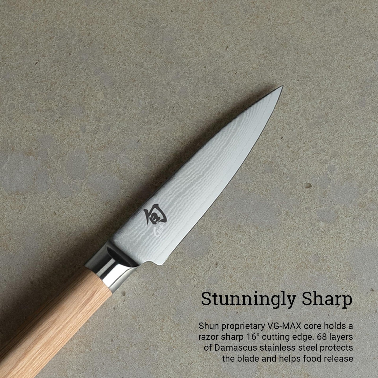 Handcrafted Shun Classic Blonde 3.5" Paring Knife, Damascus Steel, Pakkawood