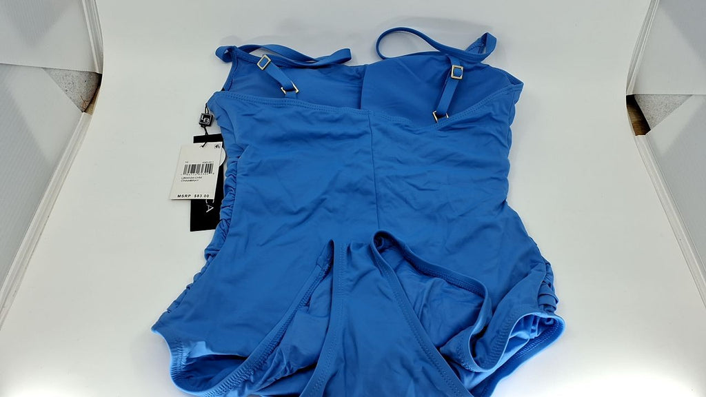 La Blanca Women's Rouched One Piece Swimsuit, Chambray, Size 10