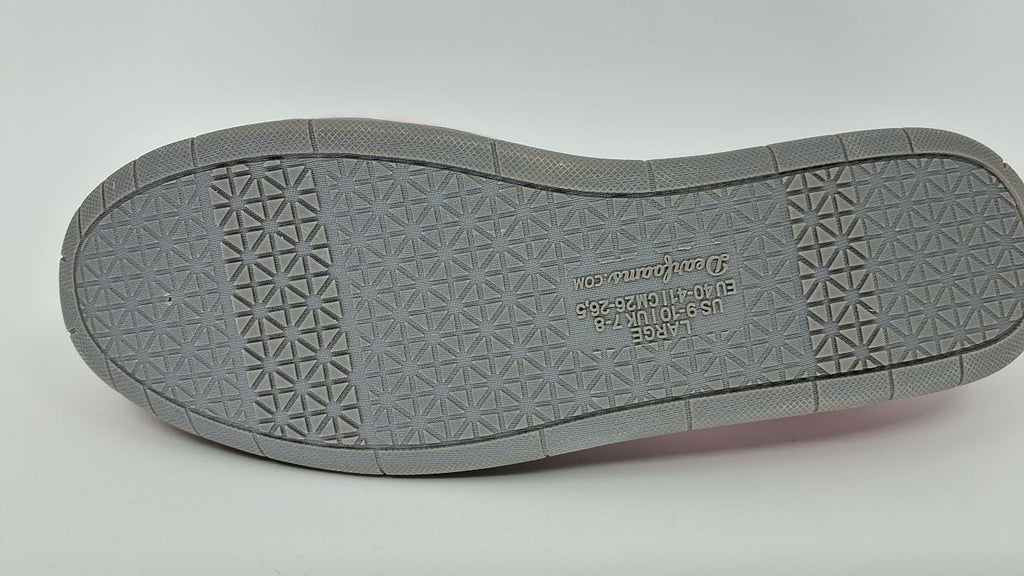 Katie Velour Slippers w/ Memory Foam & Rubber Sole, Fresh Pink, 9-10 US