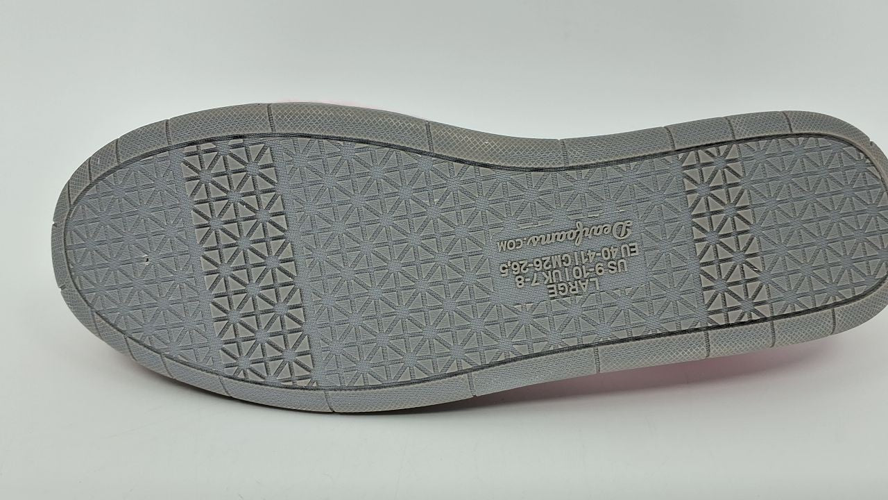 Katie Velour Slippers w/ Memory Foam & Rubber Sole, Fresh Pink, 9-10 US