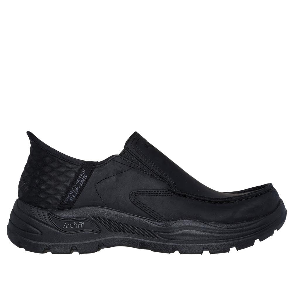 Skechers Men's Arch Fit Motley-Milo Slip-On, BBK (Black/Black), 13 X-Wide