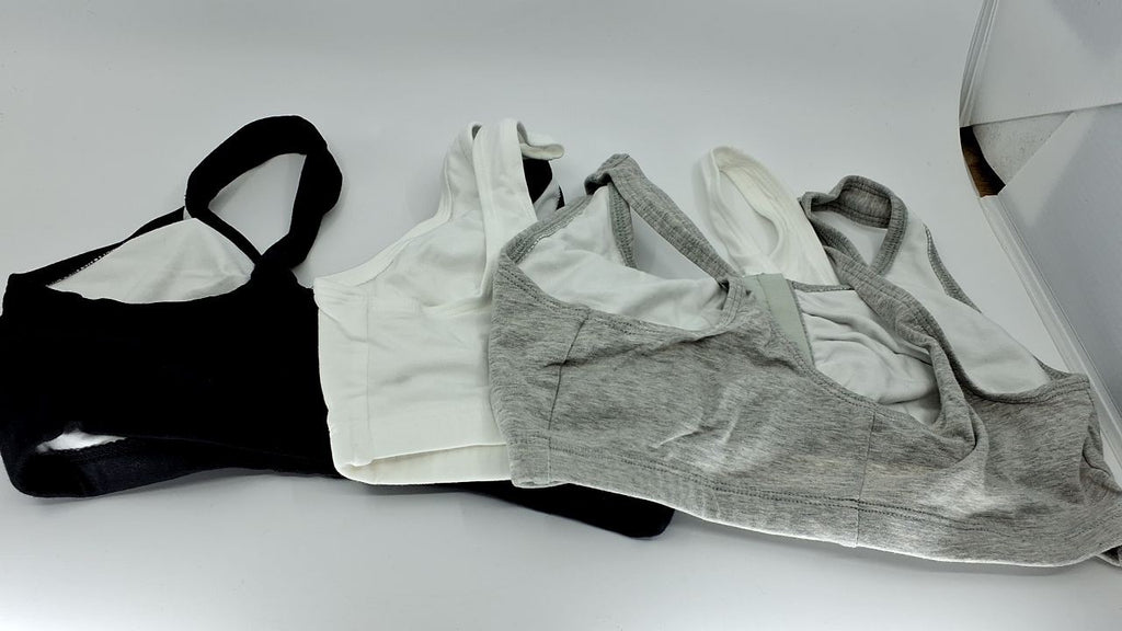Fruit of the Loom Women's Sports Bra 3-Pack, 34, Black/White/Grey