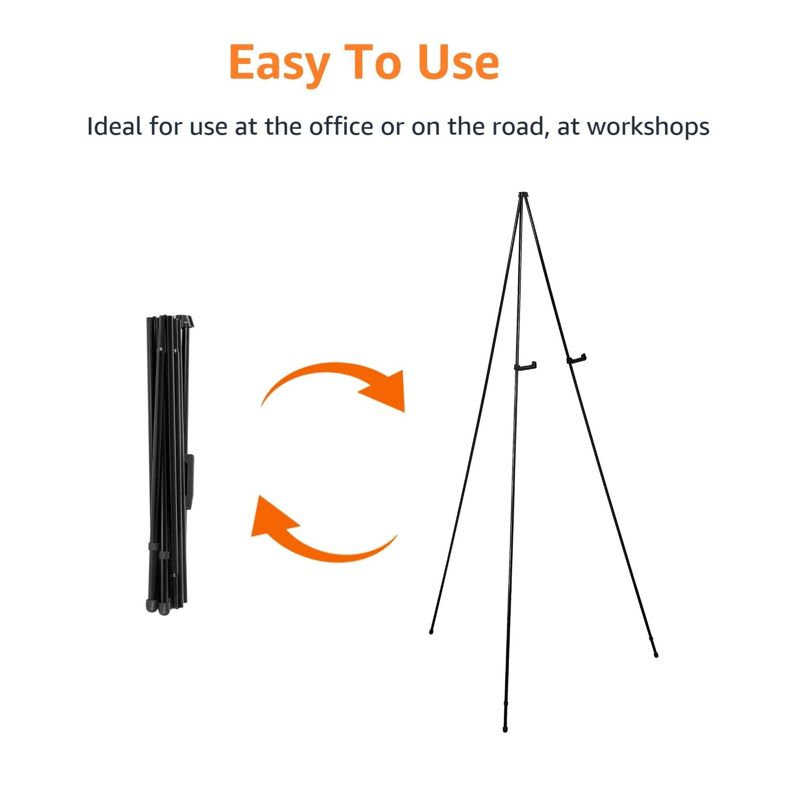 Black Steel Tripod Easel, Collapsible & Portable, Supports 5 Pounds