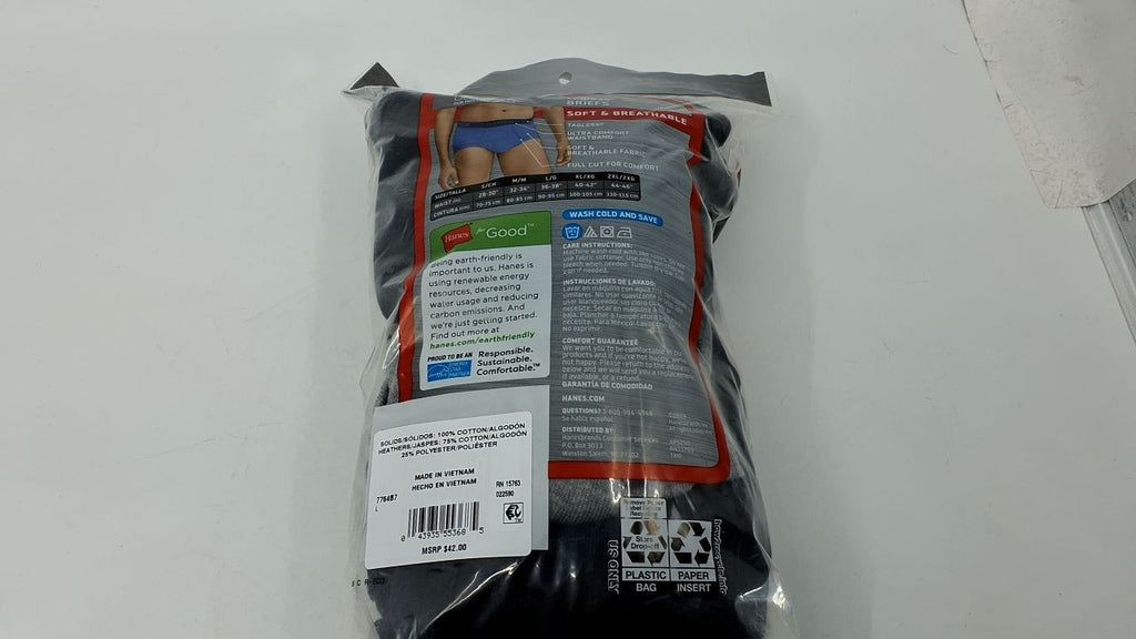 Hanes Men's 7-Pack Tagless Briefs, Large, Gray/Black, Cool Comfort Fabric