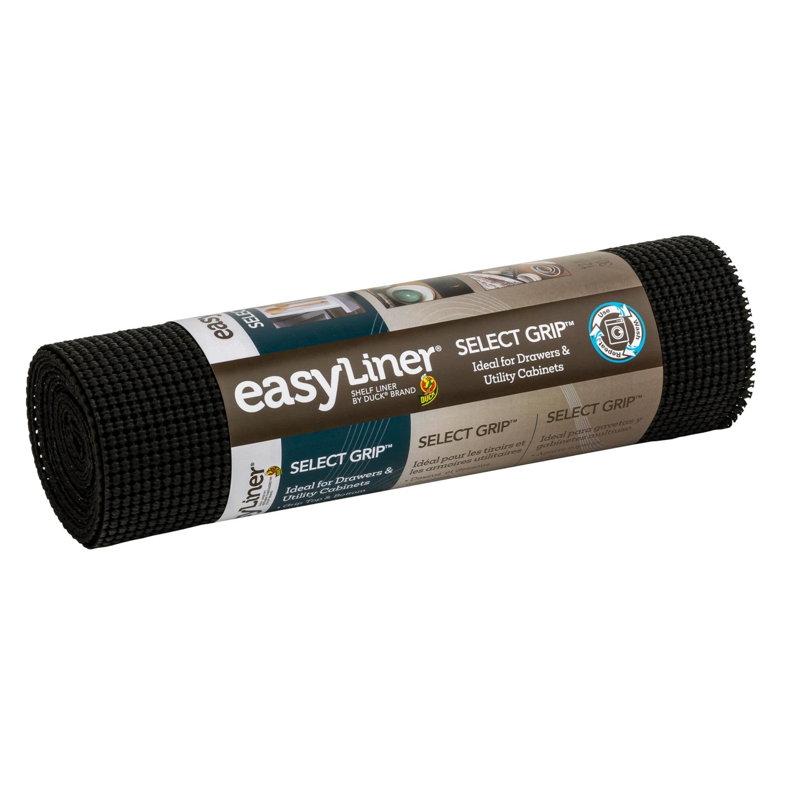Duck Select Grip Easy Liner Shelf Liner 12in x 10ft Black Non-Adhesive
