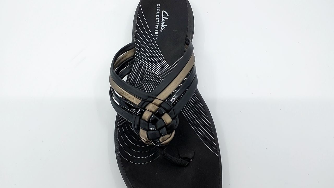 Clarks Women's Breeze Coral Flip-Flop, Black Combi, 9 Medium US