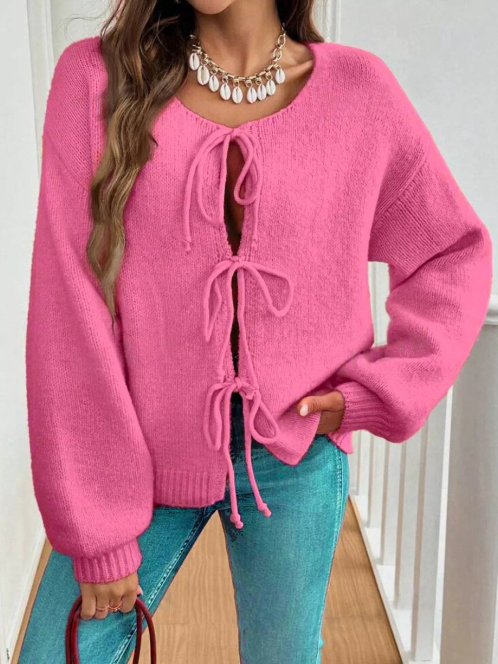 Tie-Front Long Sleeve Cardigan