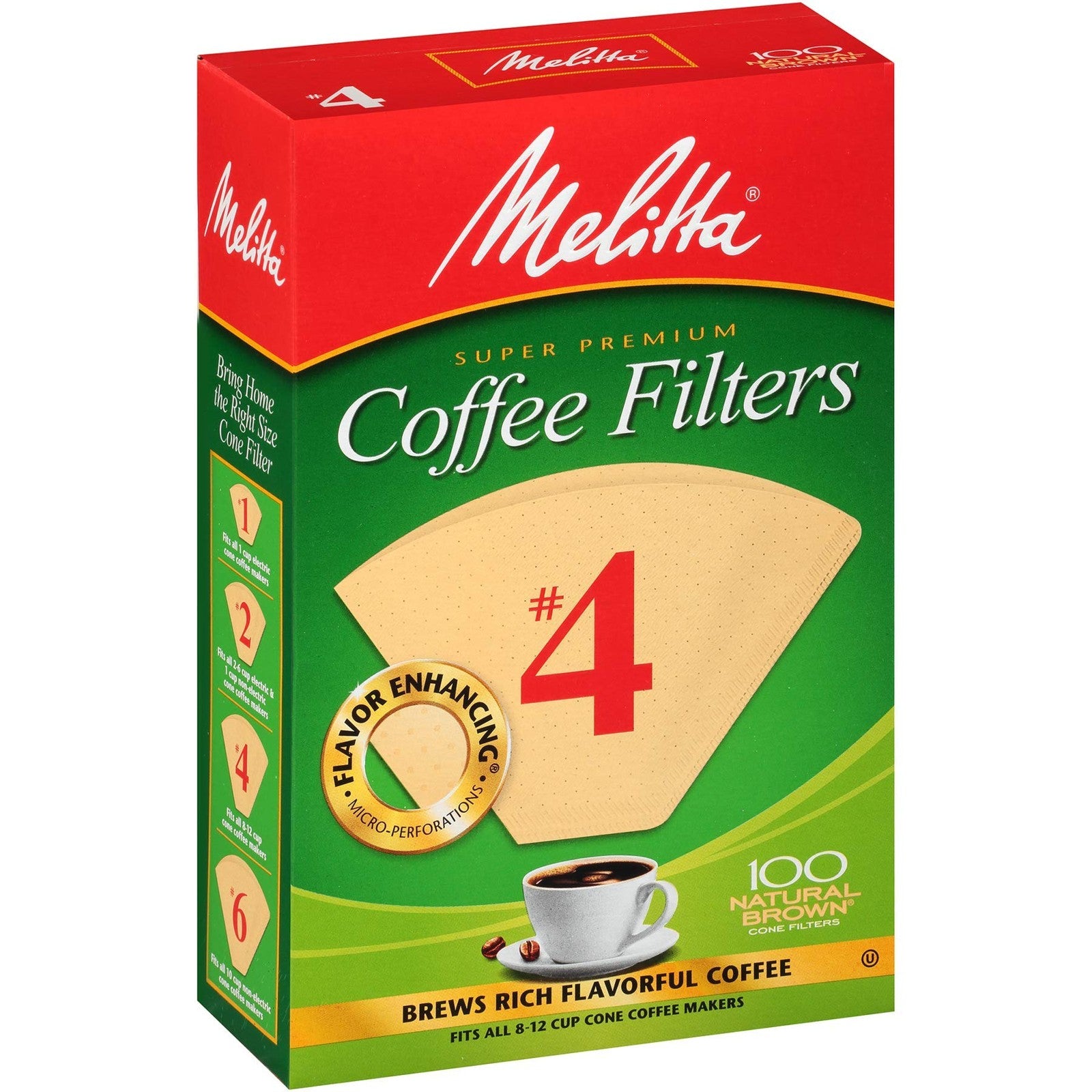Unbleached Melitta #4 Cone Coffee Filters, 100 Total Filters