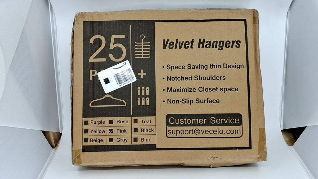 Space-Saving Velvet Clothes Hangers 25-Pack, Pink, Non-Slip Design