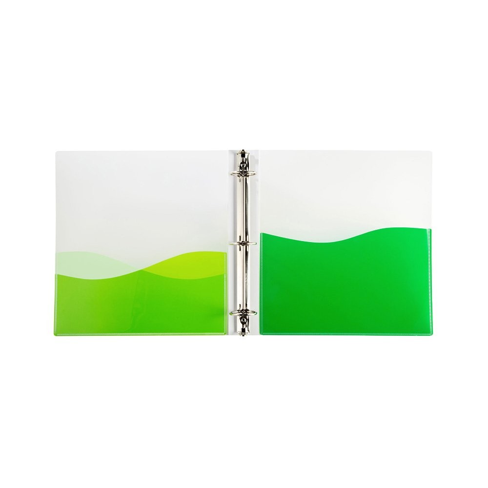 3-Ring Binder, 2" Capacity, 3 Pockets, Assorted Colors, Pack of 4