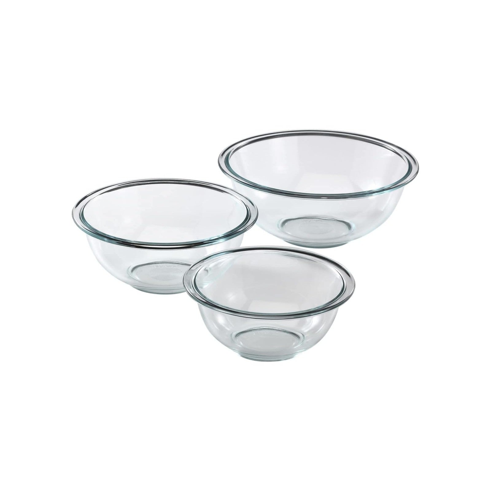 Pyrex 3-Piece Glass Mixing Bowls Set, 1-Qt to 2.5-Qt, Dishwasher Safe