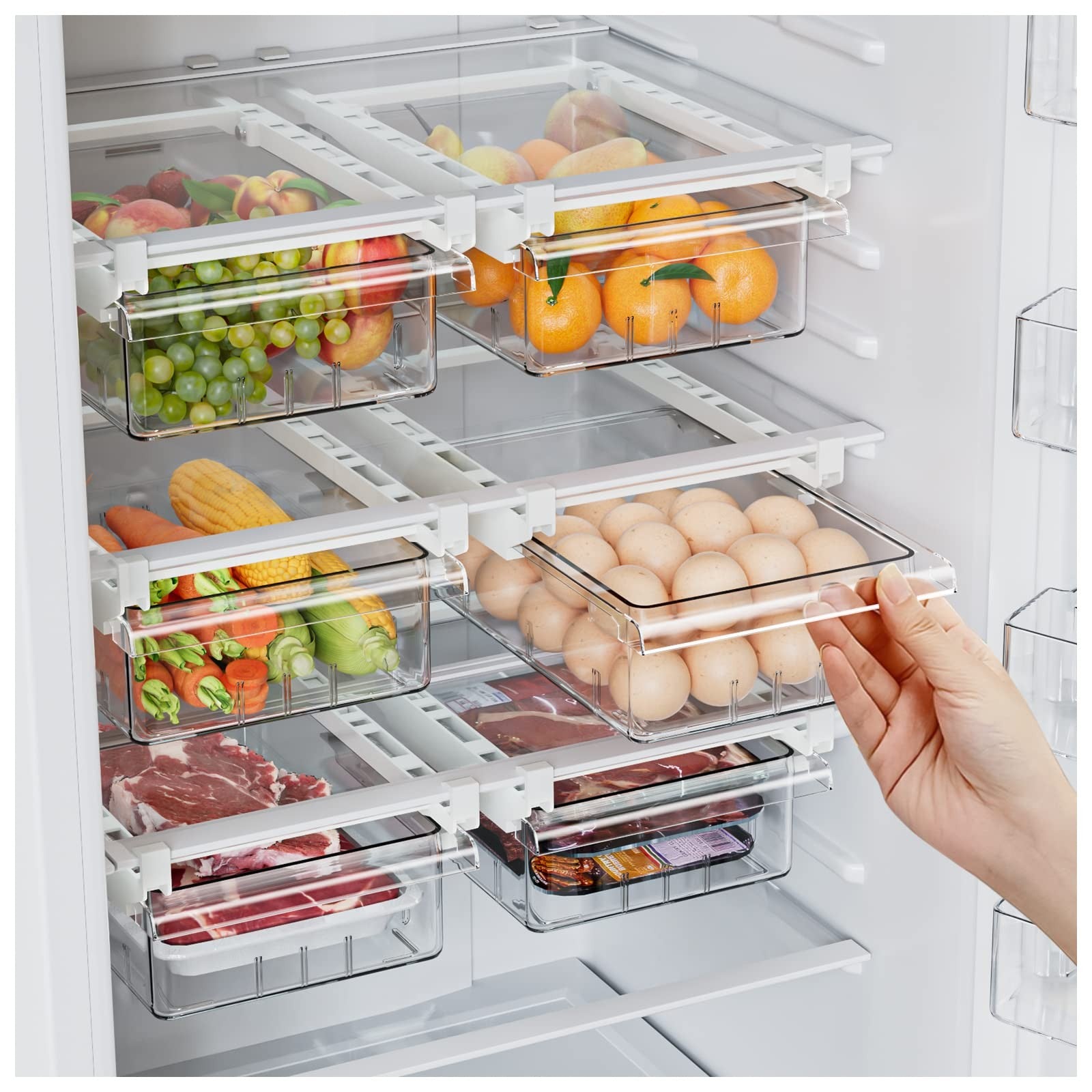 Refrigerator Drawer Organizer Set, 2 Pack, Food Storage, Fits 0.6 In Shelves