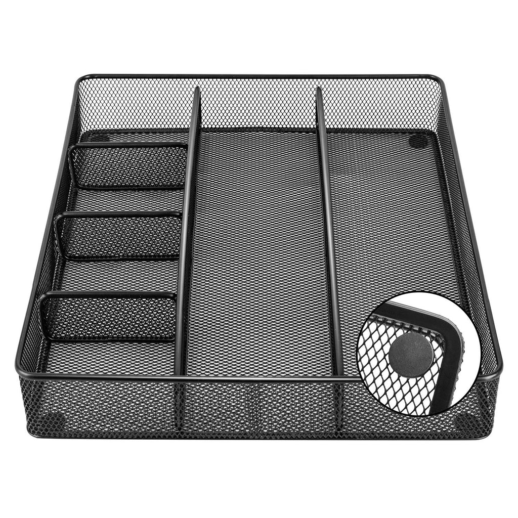 Black Mesh Drawer Organizer, 6 Compartments, Office Supplies