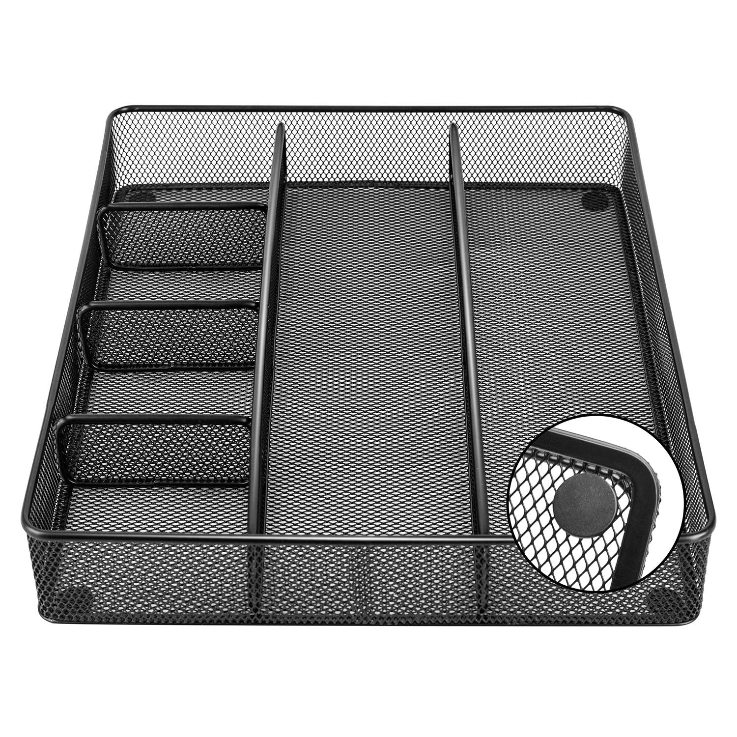 Black Mesh Drawer Organizer, 6 Compartments, Office Supplies