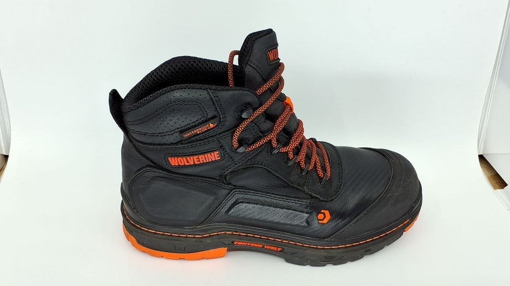 Wolverine Men's 6" Mid Composite Toe Waterproof Boot Black/Orange 10.5 X-Wide