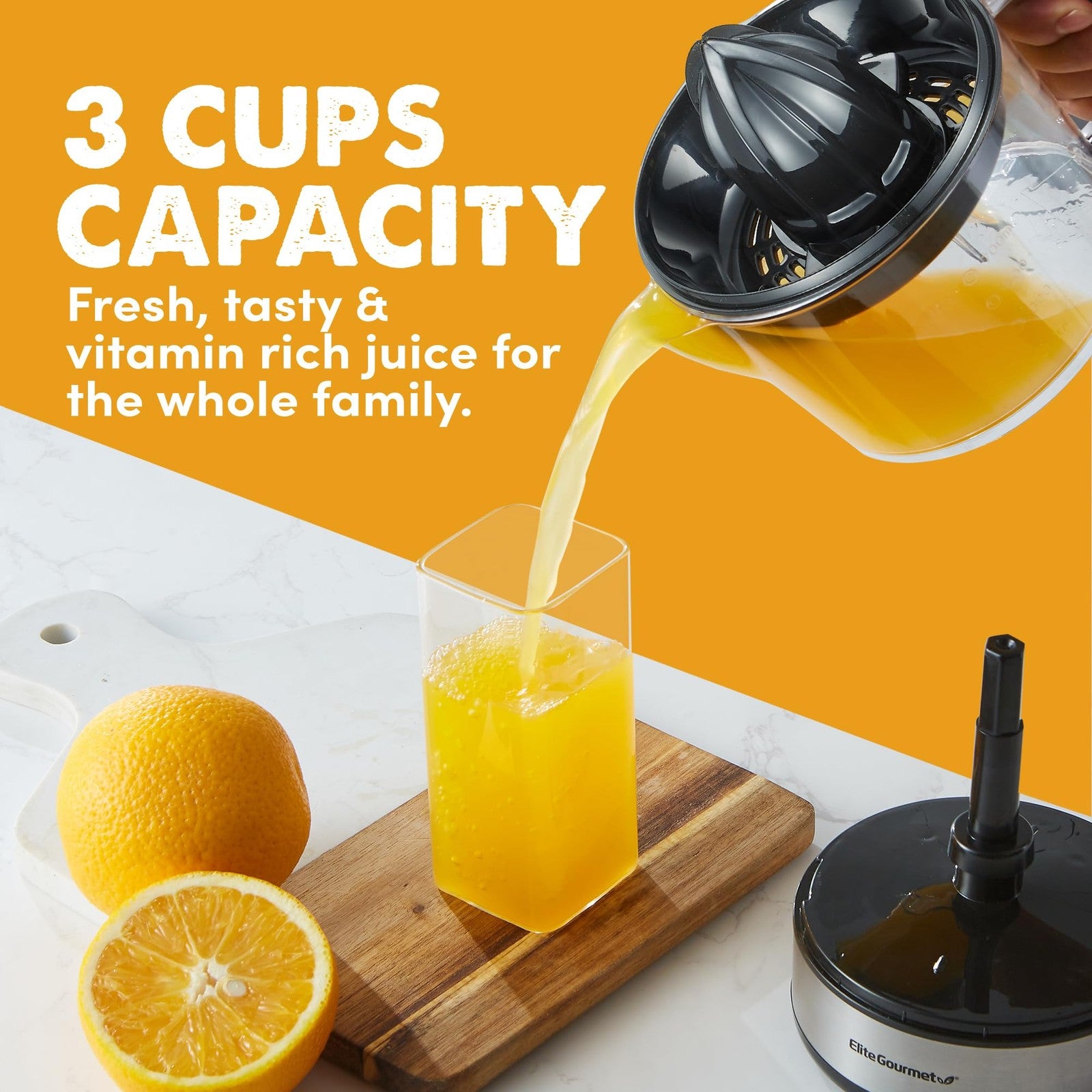 Compact Electric Citrus Juicer 24oz, Pulp Control, Black & Stainless Steel