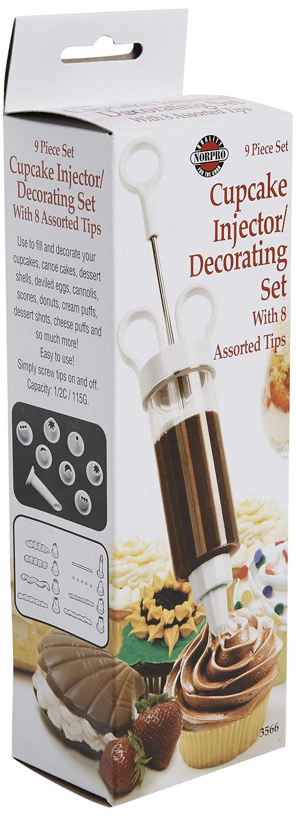 Cupcake Injector & Decorating Set, 9-Piece, Stainless Steel, Multicolor