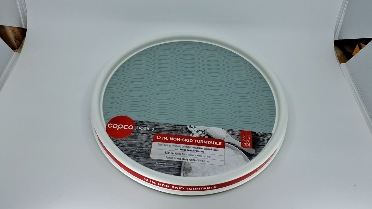 Copco Basics Non-Skid Pantry Cabinet Lazy Susan Turntable, 12-Inch, Blue