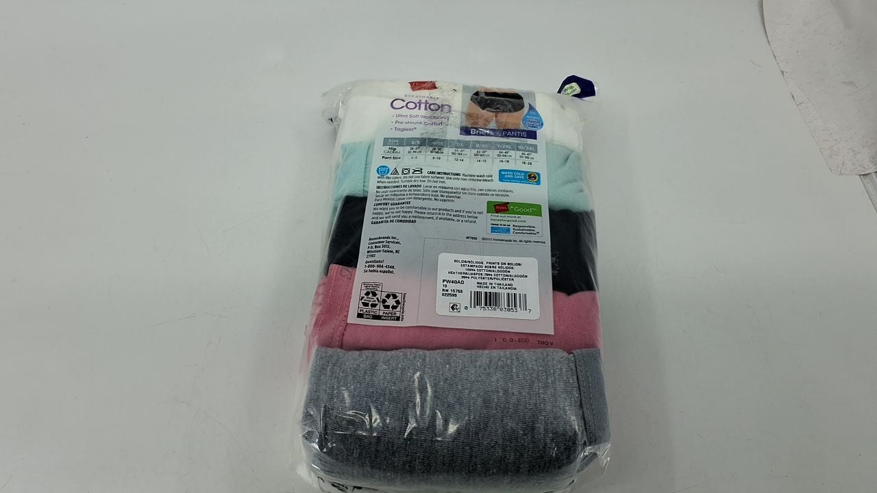 Hanes Women's Underwear Briefs, 100% Cotton, Moisture-Wicking, 10-Pack Size 10
