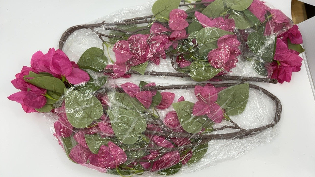 Artificial Bougainvillea Branches 33.46 In Red Silk Flowers - 2 Pcs