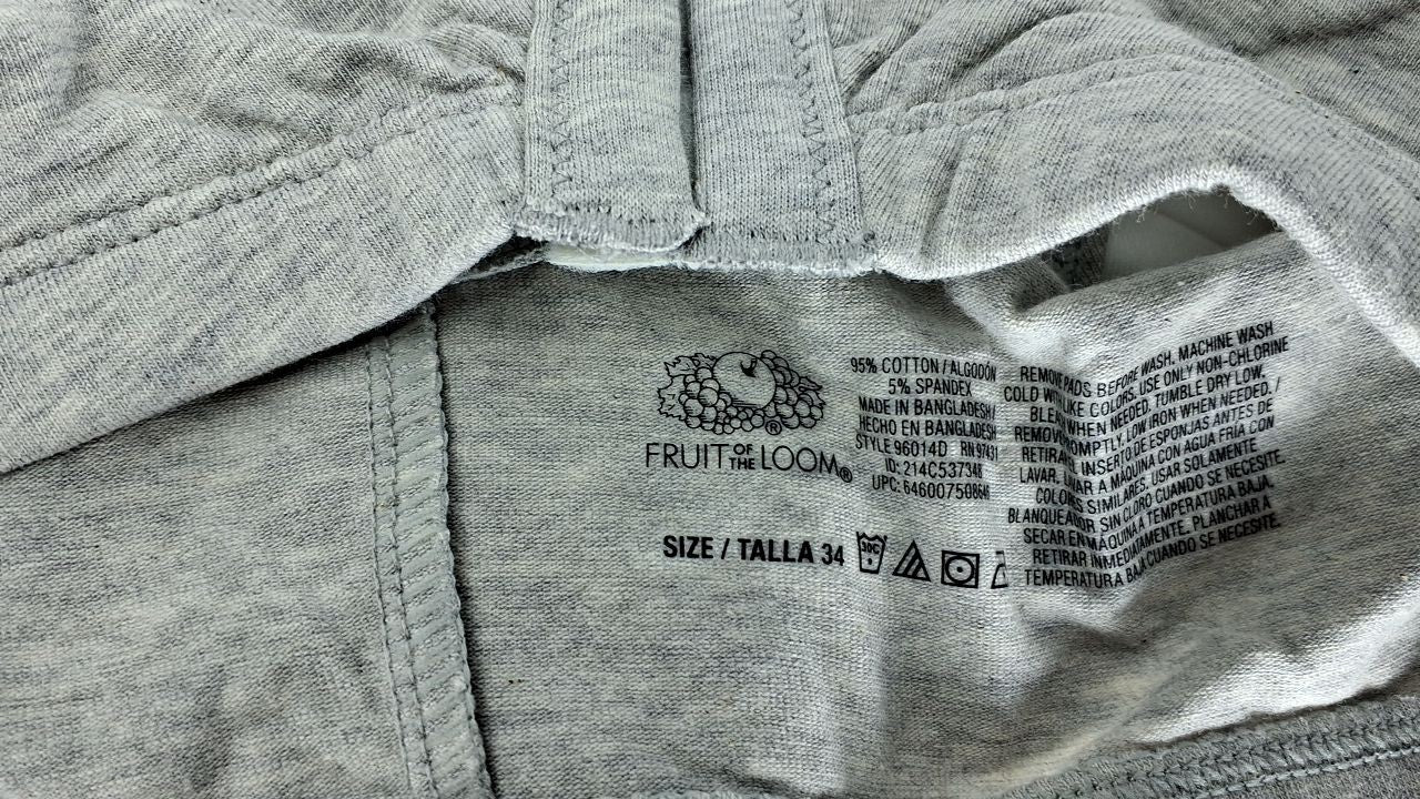 Fruit of the Loom Women's Sports Bra 3-Pack, 34, Black/White/Grey